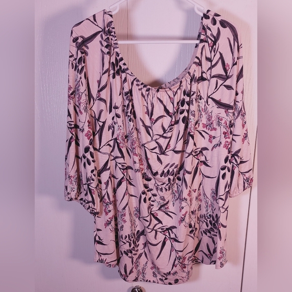 Maurices Pink Floral Tunic Top Size XXL Knit Casual Boho Blouse Flowy Boxy - Picture 9 of 10